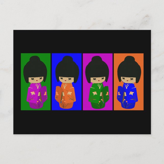 Postal Cute Pop Art Kokeshi Dolls (Anverso)