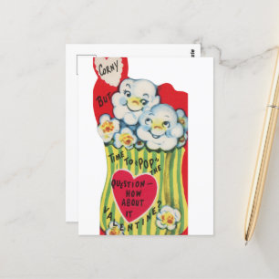 Postal Cute popcorn retro vintage Valentine
