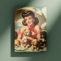 Cute Puppies Vintage Pin up