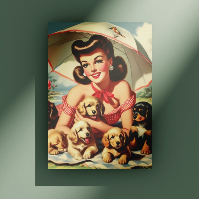 Postal Cute Puppies Vintage Pin up (Subido por el creador)