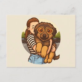 Postal Cute Puppy with Heart Sunglasses 