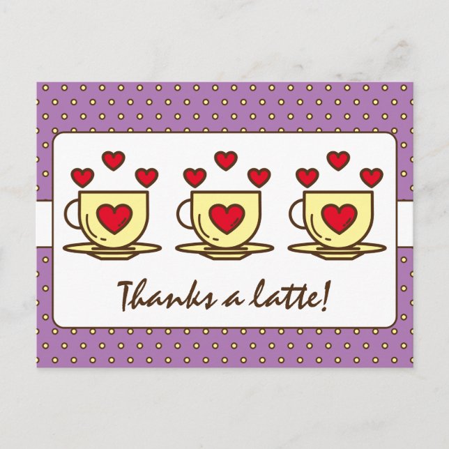 Postal Cute Purple Gracias A Un Café Latino Gracias (Anverso)