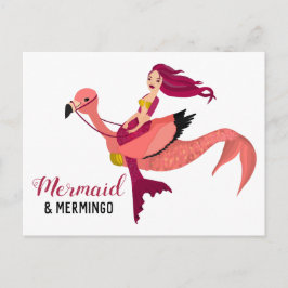 Postal Cute Purple Mermaid and Flamingo Girly Best Friend