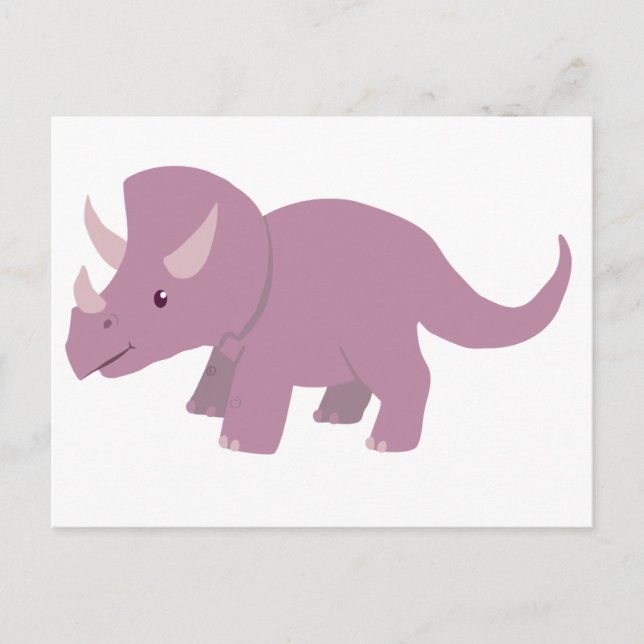 Postal Cute Purple Triceratops (bebé Torosaurus) (Anverso)