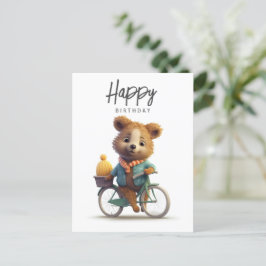 Postal Cute quokka en bicicleta, feliz cumpleaños