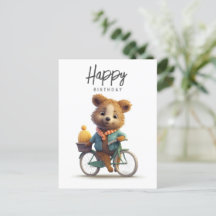 Cute quokka en una bicicleta, Feliz Cumpleaños 