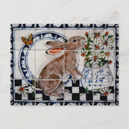 Postal Cute Rabbit Cute Bunny Dedham Delft Tile Postcard