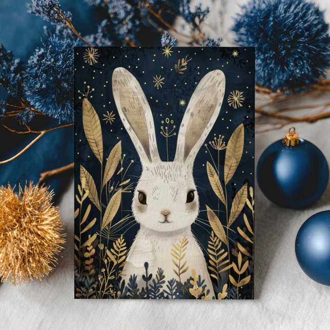 Postal Cute Rabbit Winter Woodland Elegant Christmas  (Subido por el creador)
