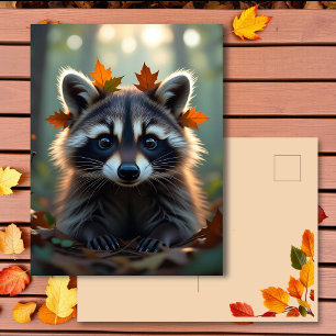 Postal Cute Raccoon   Manteniéndose en contacto
