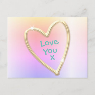 Postal Cute Rainbow Gold Te Amo El Corazón