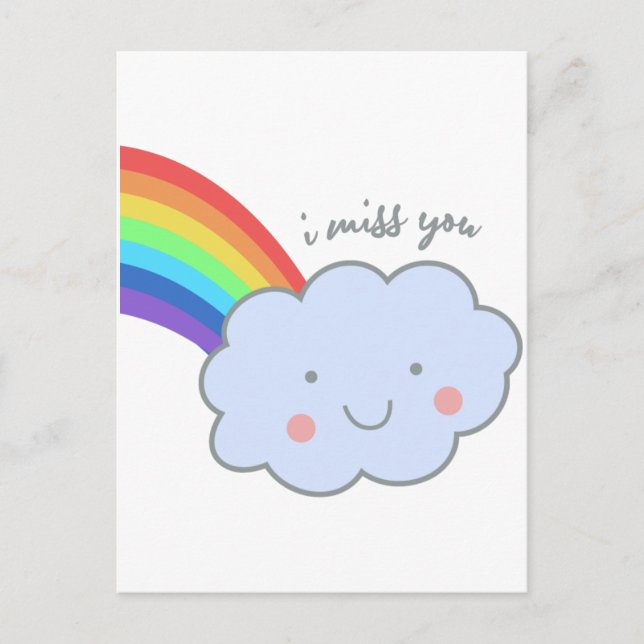 Postal cute rainbow i miss you (Anverso)