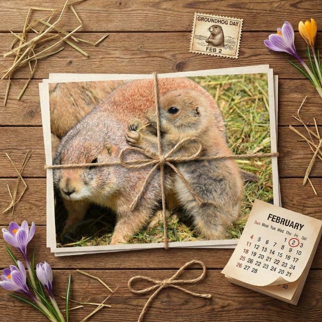Postal Cute Realistic Groundhog Family Photo (Subido por el creador)