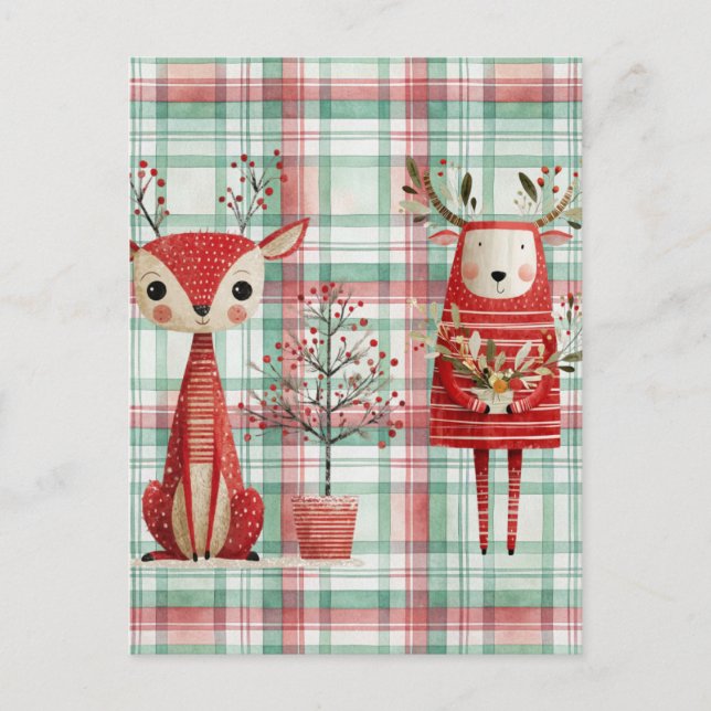 Postal Cute reno de invierno (Anverso)
