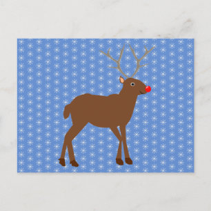 Postal Cute Reno de Navidad con Nariz Roja
