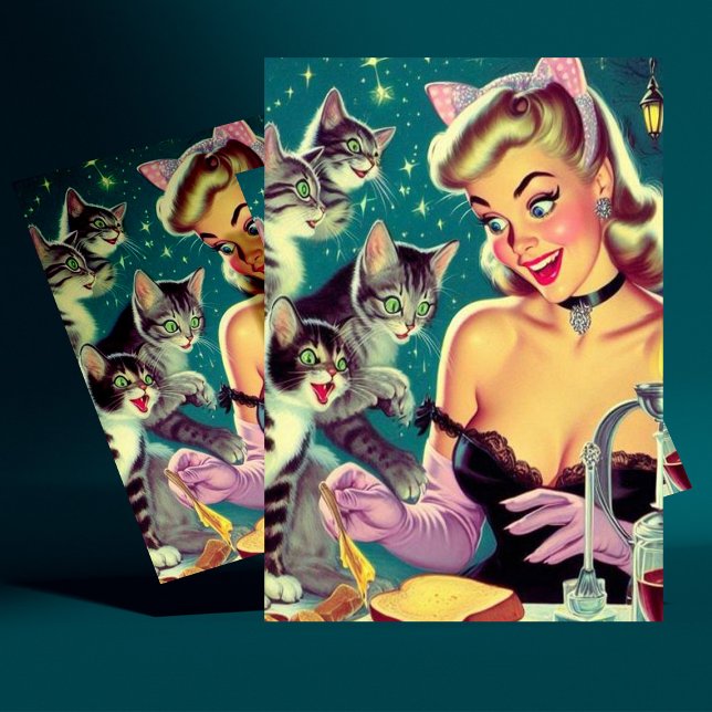 Postal Cute retro Cat Pin-up (Subido por el creador)