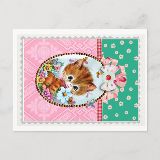 Postal Cute Retro Kitty (Anverso)