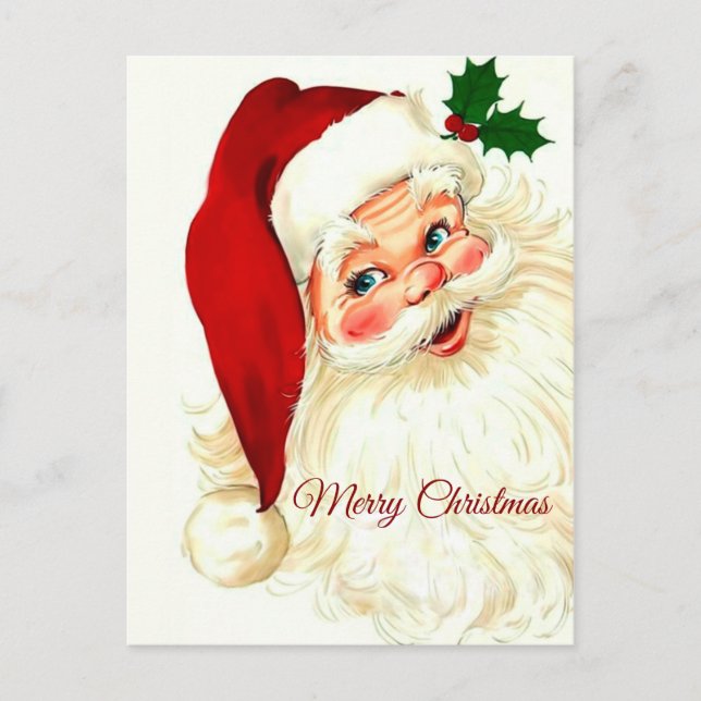 Postal Cute riendo santa vintage (Anverso)