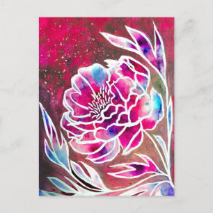 Postal Cute rosa Dahlia Girly Bonito Floral acuarela