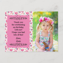 Postal Cute Rosa Doughnut Pasteles De Aniversario Gracias