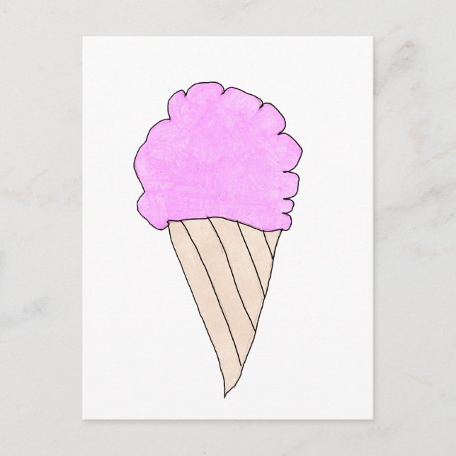 Postal Cute Rosa Helado Crema Cono (Anverso)