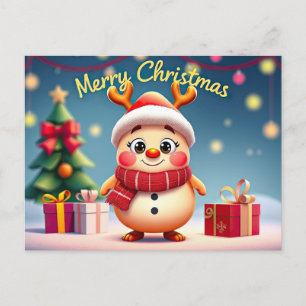 Postal Cute Rudolph Reindeer Feliz Navidad