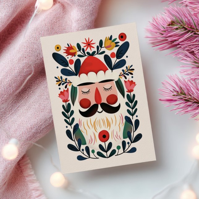 Postal Cute Santa Claus Abstract Floral Retro Christmas (Subido por el creador)