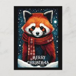 Postal Cute Scarf Red Panda Snowy Navidades de invierno