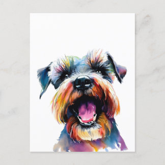 Postal Cute Schnauzer - Colorido diseño de perro