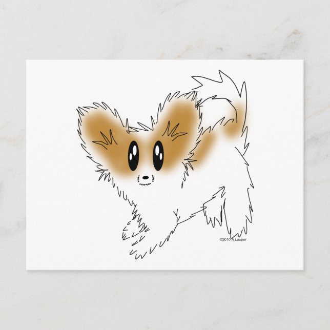 Postal Cute Scruffy Papillon Puppy Dog (Anverso)