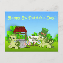 Postal Cute Shamrock Ponies Happy St. Patrick's Day Horse