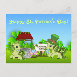 Postal Cute Shamrock Ponies Happy St. Patrick's Day Horse