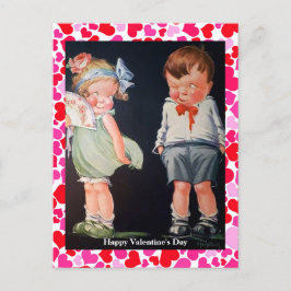 Postal Cute & Shy Boy & Chica Vintage Valentine (copia)