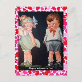 Postal Cute & Shy Boy & Chica Vintage Valentine (copia)