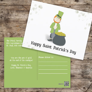 Postal Cute simple Leprechaun San Patricio