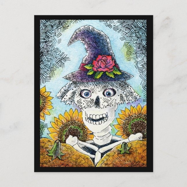 Postal Cute Skeleton Witch Halloween (Anverso)