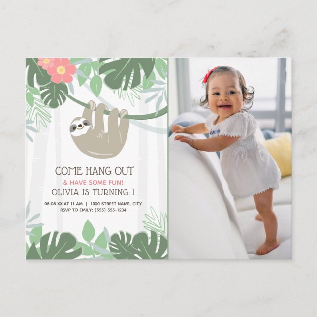 Postal Cute Slote Palm Tropical Sale Cumpleaños (Anverso)