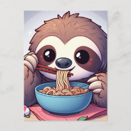 Postal Cute Sloth Eating Ramen