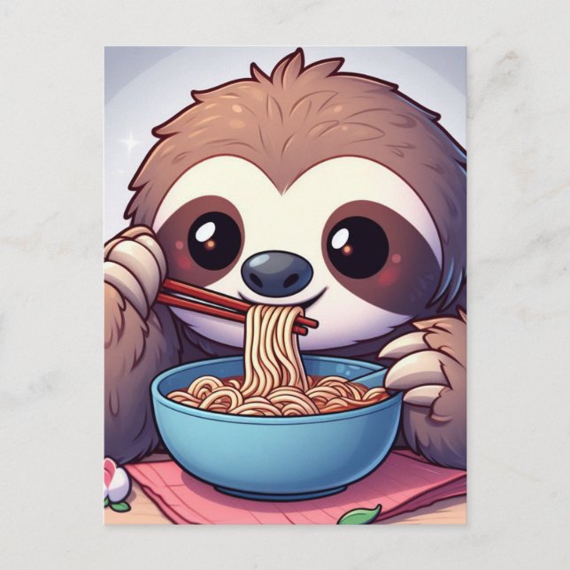 Postal Cute Sloth Eating Ramen (Anverso)