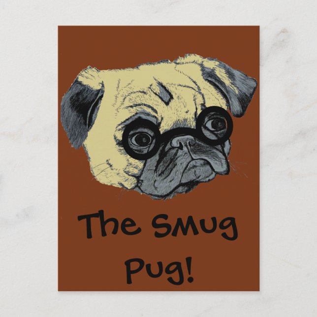 Postal Cute Smug Pug (Anverso)