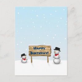 Postal Cute Snowmen wishing Happy Birthday