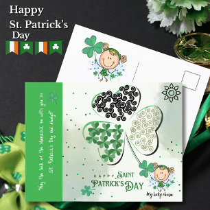 Postal Cute St. Patrick Little Girl