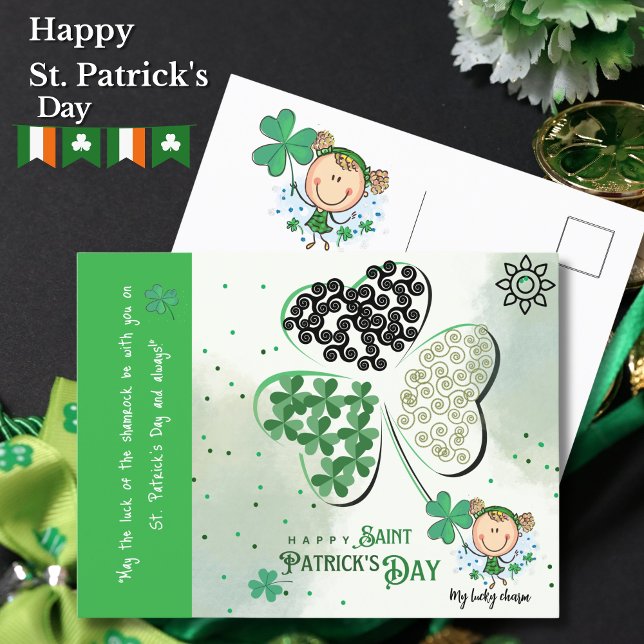 Postal Cute St. Patrick Little Girl (Cute St. Patrick Little Girl Postcard)