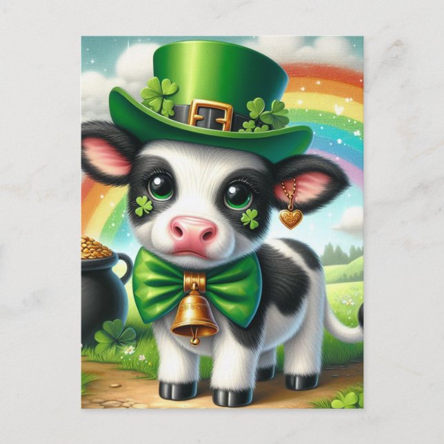 Postal Cute St Patricks Day Cow (Anverso)