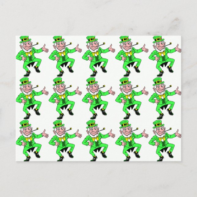 Postal Cute St. Patrick's Day Dancing Leprechaun (Anverso)