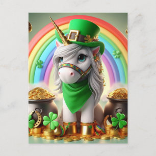 Postal Cute St Patricks Day Unicorn