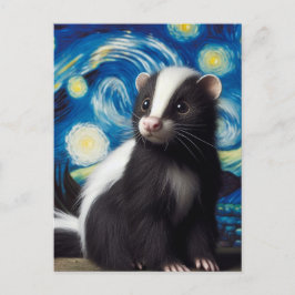 Postal Cute Starry Night Skunk