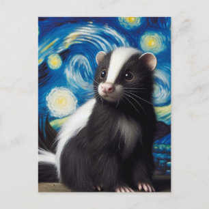 Postal Cute Starry Night Skunk