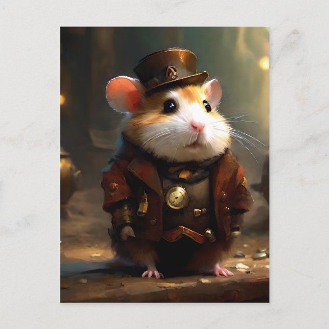 Postal Cute Steampunk Hamster (Anverso)