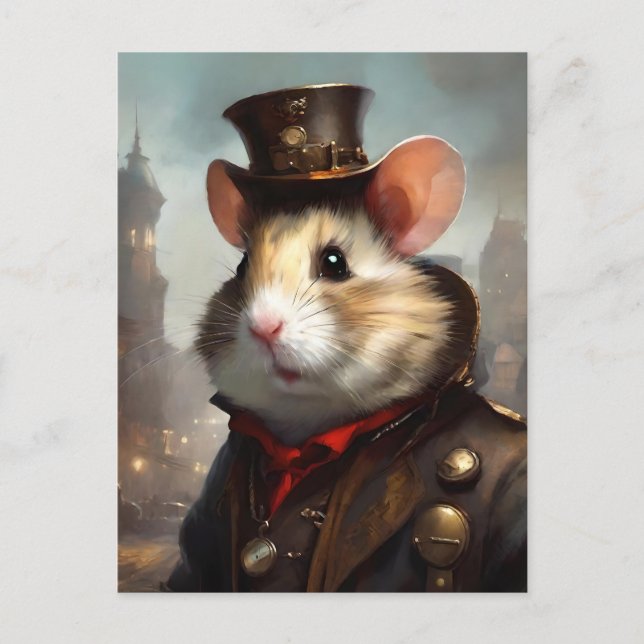 Postal Cute Steampunk Hamster (Anverso)