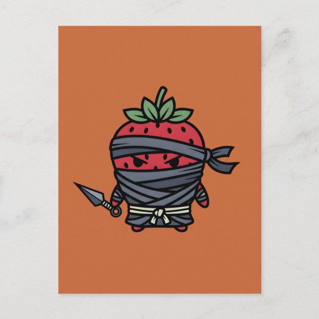 Postal Cute Strawberry Ninja Assassin Japanese Pop Art (Anverso)
